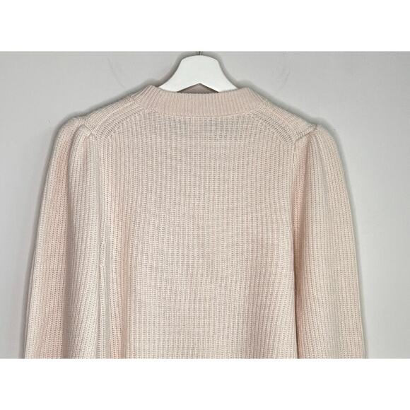 J. Crew 100% Cashmere Balloon Sleeve Crew Neck Knit Pullover Sweater Beige S - Picture 6 of 7